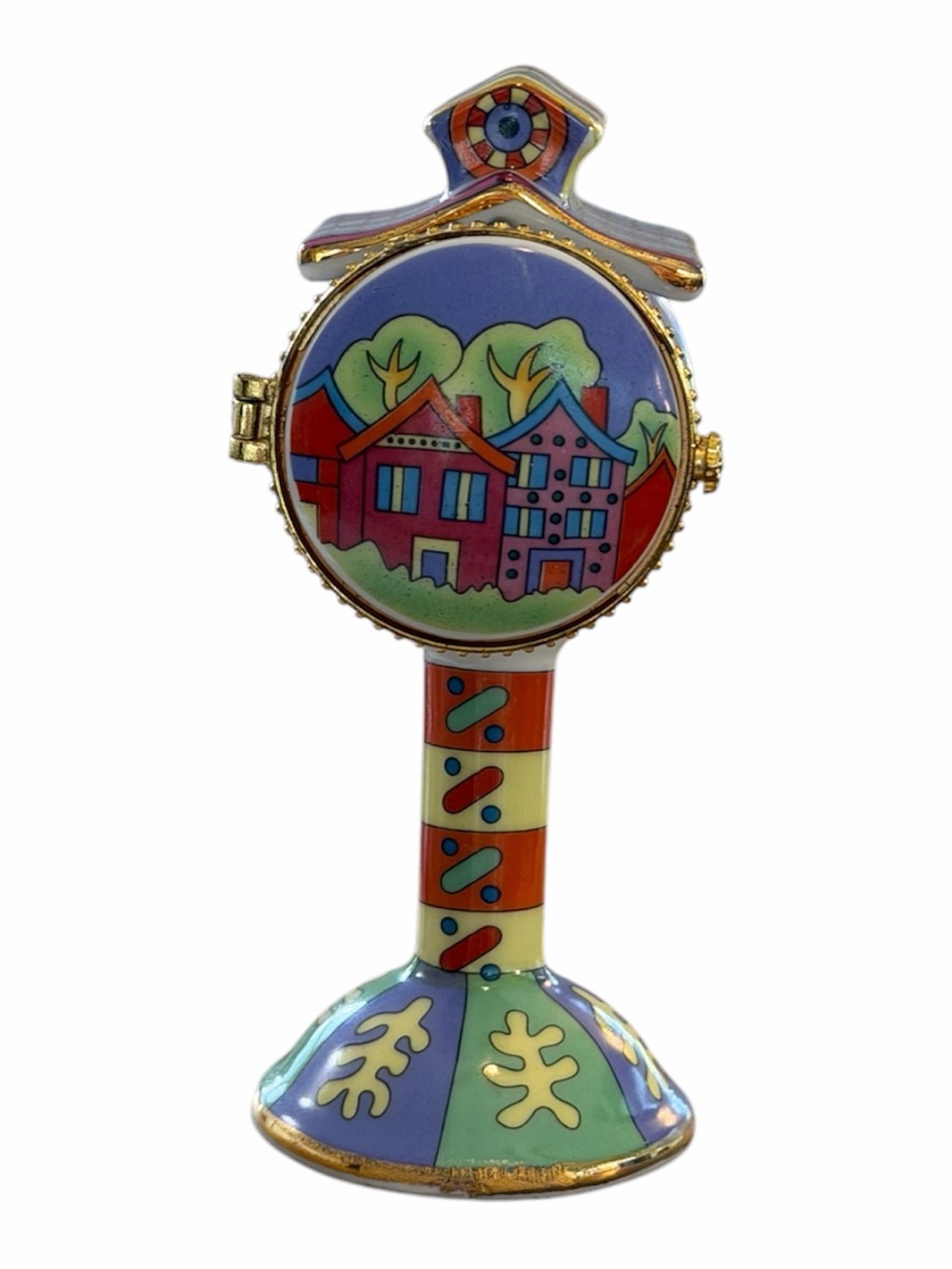Empress Arts Stamp Dispenser Porcelain Hand Painted Birdhouse